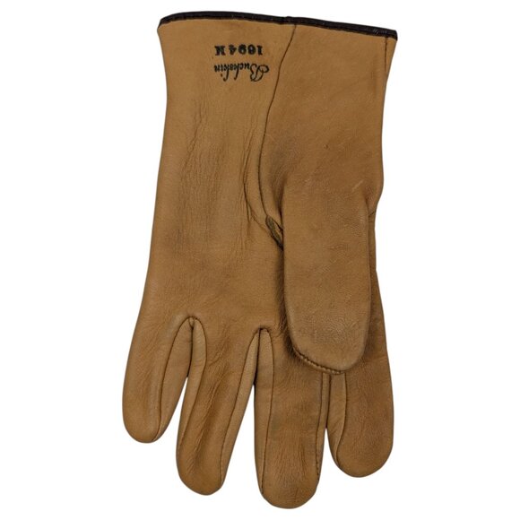 VTG Brotherhood Gloves by Wells Lamont Chicago 1694 Sz M Yellow Buckskin Leather - Picture 5 of 13